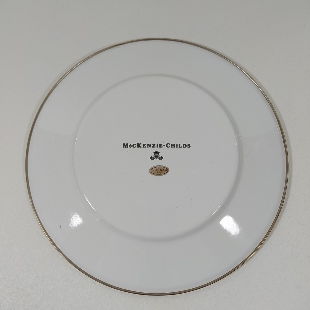 Mackenzie- Childs Enamelware Plate- Frog with Dots and Stripes Pattern - Picture 3 of 3